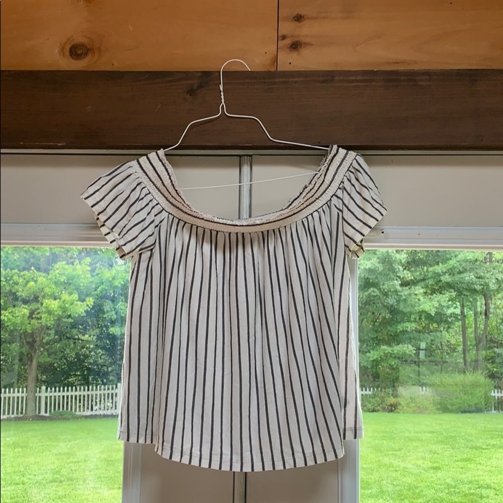 American Eagle Off the Shoulder Striped Blouse
